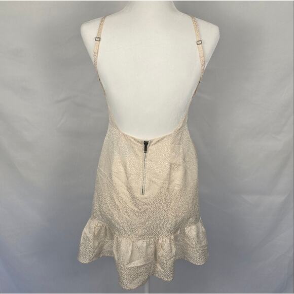 Stone Cold Fox Silk Mini Dress Size 1 White Leopard Jacquard w/ Ruffle Hem - Picture 4 of 7
